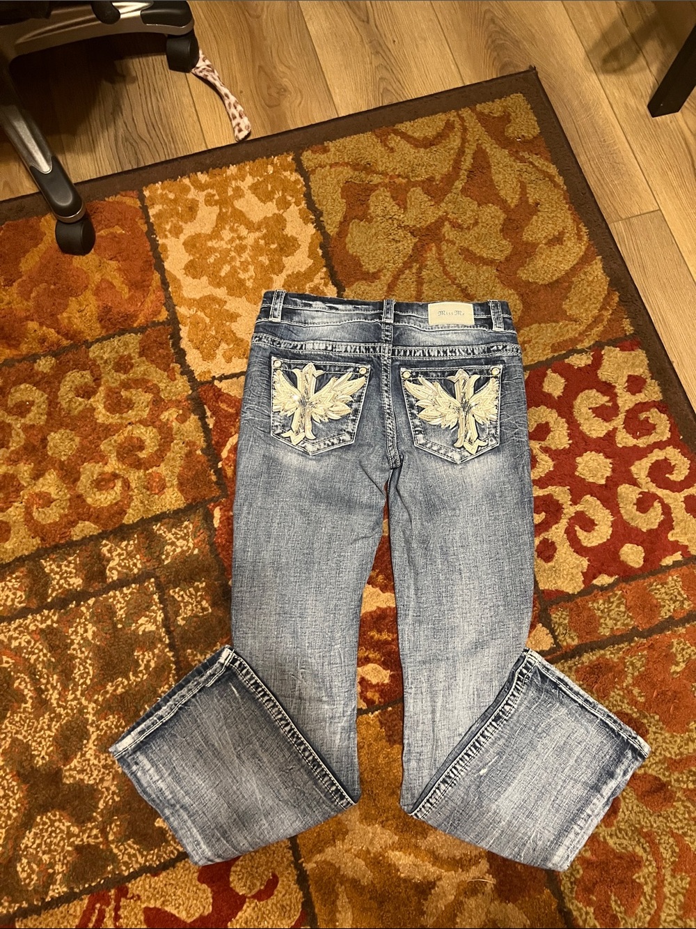 Miss Me Light Blue Embroidered Pocket Flare Jeans